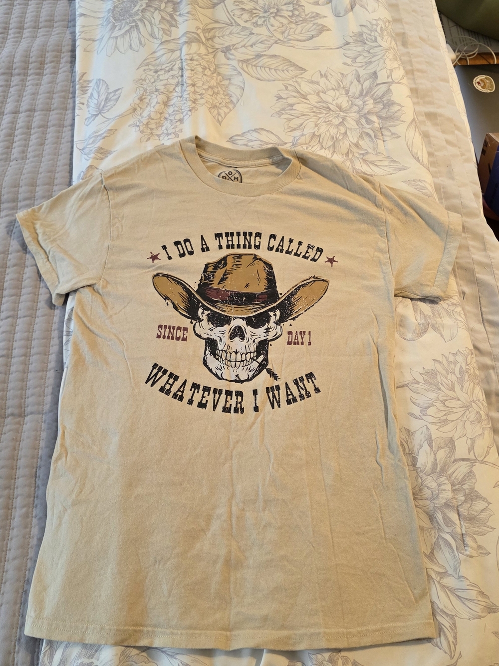Beige Skull Graphic Short Sleeve Tee